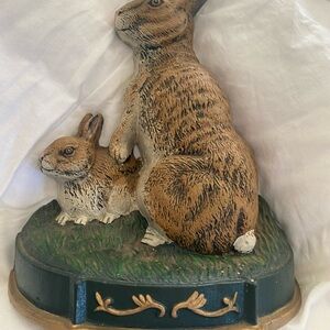 Cast Iron Bunny Rabbit Doorstop 9.5inch tall great conditon